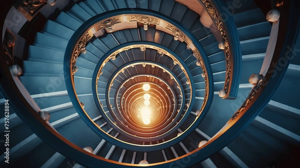 Obraz Top down view of spiral staircase