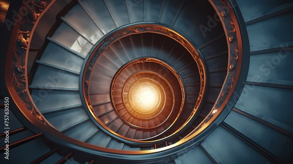 Obraz Spiral staircase in modern building, close-up view of spiral staircase