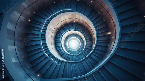 Fototapeta Spiral staircase in modern building, close-up view of spiral staircase