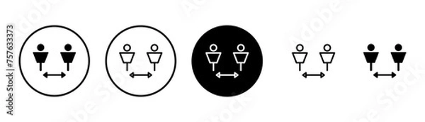 Fototapeta Social distancing icon vector isolated on white background. Keep distance sign. Coronavirus. Social Distancing and Self Quarantine.
