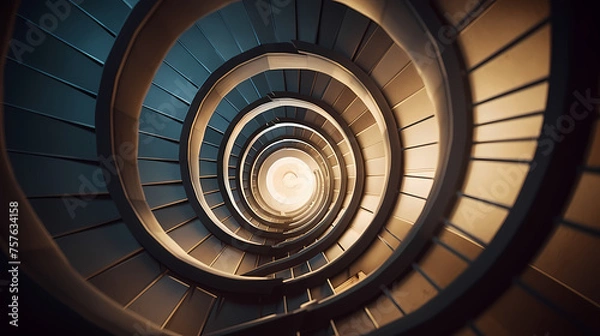 Obraz Abstract view of spiral staircase leading to unknown building height