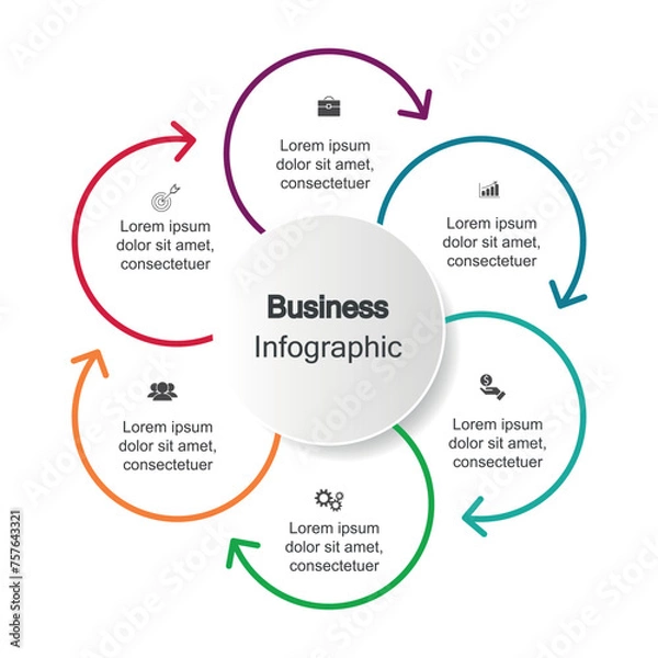 Obraz Six Stage Process Cycle Business Infographic