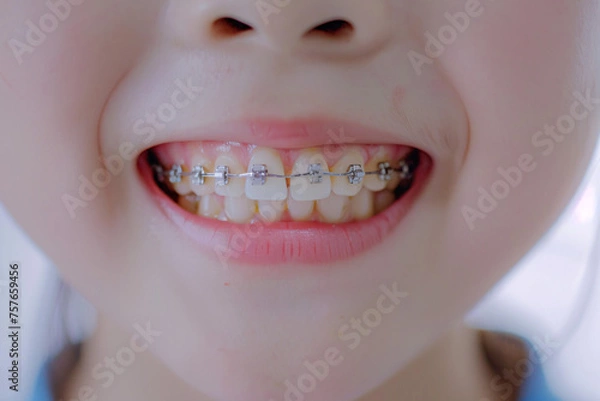 Obraz アジア人の子供の歯のクローズアップ写真