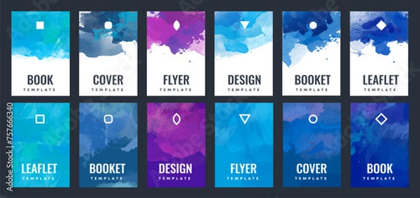 Fototapeta Brochure template layout, flyer cover design with watercolor background