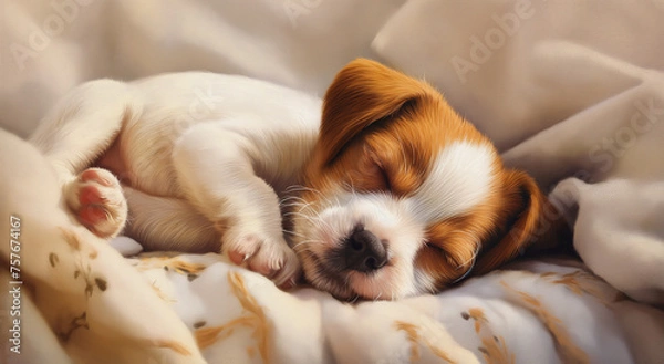 Fototapeta 잠자는 아기 강아지