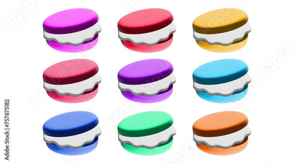 Fototapeta マカロン、カラフル、カワイイ、アイコン、素材