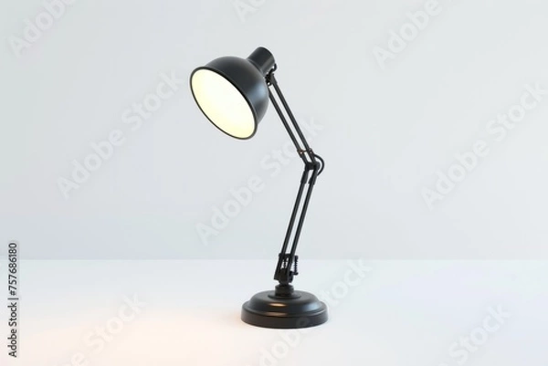 Fototapeta 3D Render of a stylish desk lamp with adjustable brightness settings, on isolated white background, Generative AI
