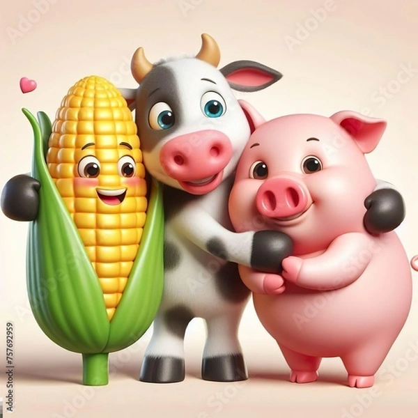 Obraz LEITÃO, VACA E MILHO