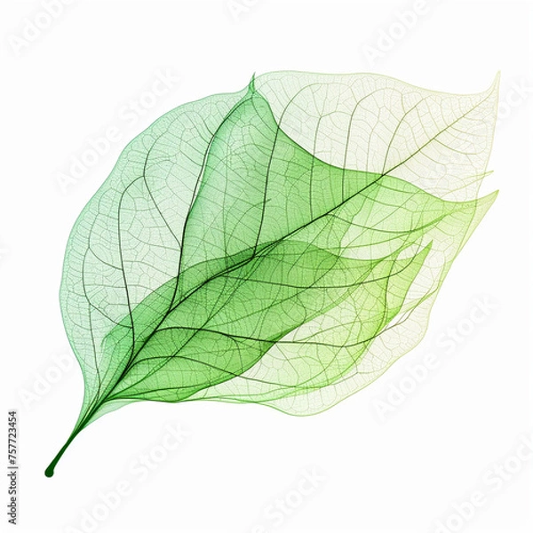 Fototapeta green leaf isolated on white, abstract magic green leaf on white background by generative AI.