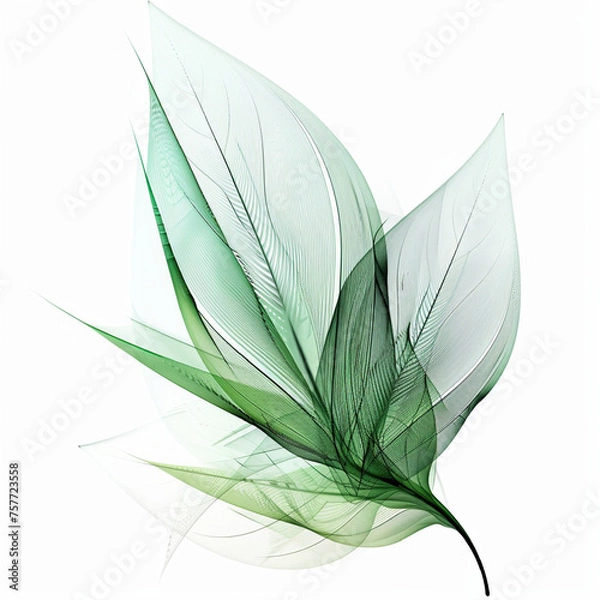 Fototapeta green leaf isolated on white, abstract magic green leaf on white background by generative AI.
