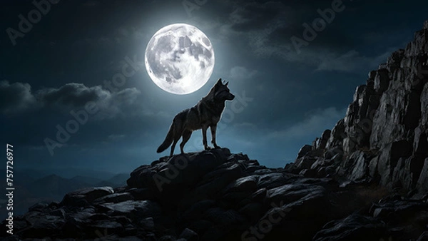 Obraz wolf howling at the moon