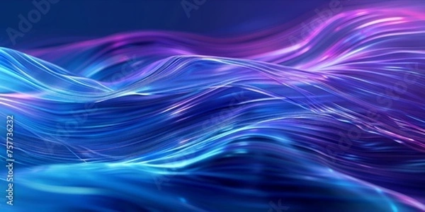 Obraz Abstract image of dynamic blue and purple flowing data streams.