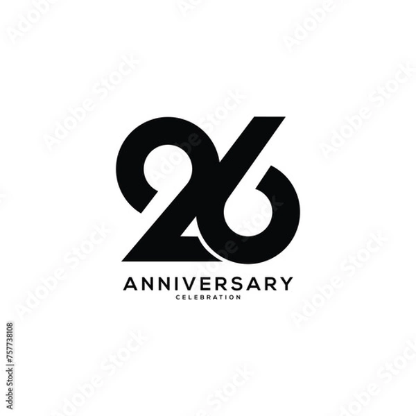 Obraz 26, 26th Years Anniversary Logo, Vector Template Design element for birthday, invitation, wedding, jubilee and greeting card illustration.