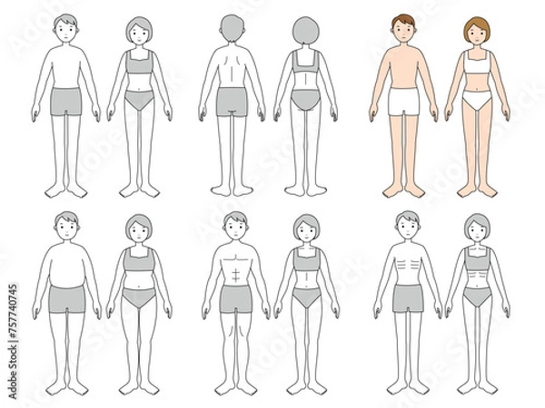 Obraz 体型別男女の全身立ちポーズセット