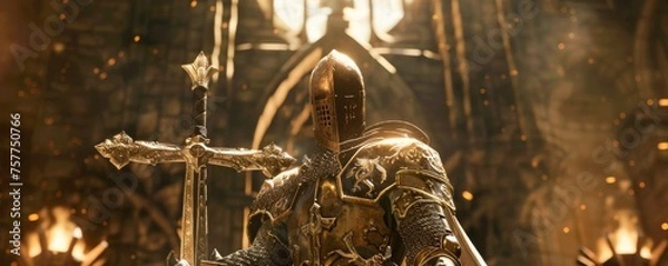 Obraz The Holy Grail guarded by secrets calls to the Knights Templar true Christian Warriors