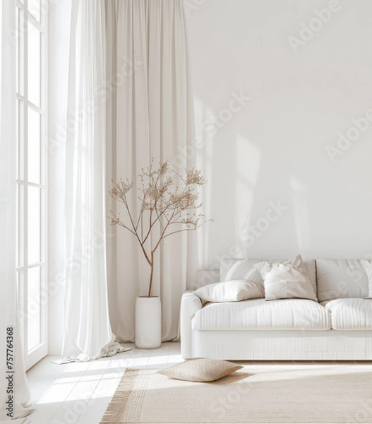 Fototapeta Serene and elegant home decor with natural textures and light