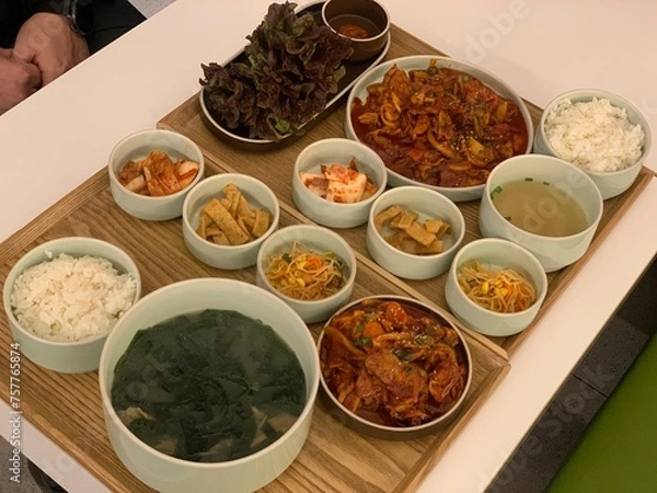 Fototapeta 한식 한국식 식판 식사 요리