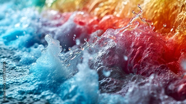 Fototapeta Vibrant abstract ink explosion in water creating a dynamic artwork. Vivid colors blend in abstract, fluid motion, Abstract Art Creative Background Splashes Drips, Wallpapers Banner HD, Design

