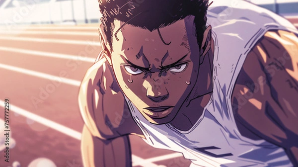 Obraz エネルギッシュなアスリートの漫画（アニメ）風イラスト