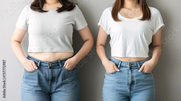 Fototapeta アジア人女性のビフォーアフター