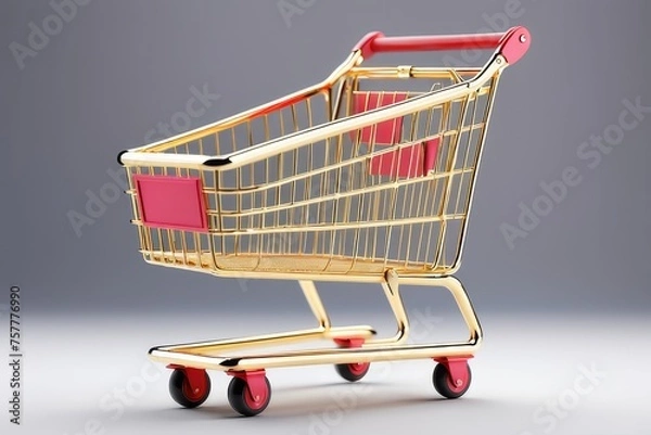 Obraz a gold Metallic Small Shopping Cart