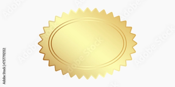 Fototapeta Oval gold star. Suitable for use as badge, sticker, label and icon. 3 D. Vector illustration.