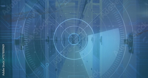 Obraz Image of scanner and data processing over computer server room