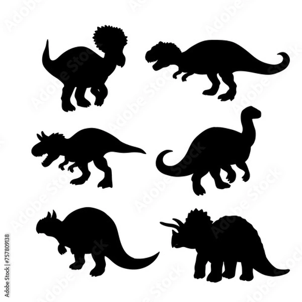 Obraz set of dinosaurs silhouettes