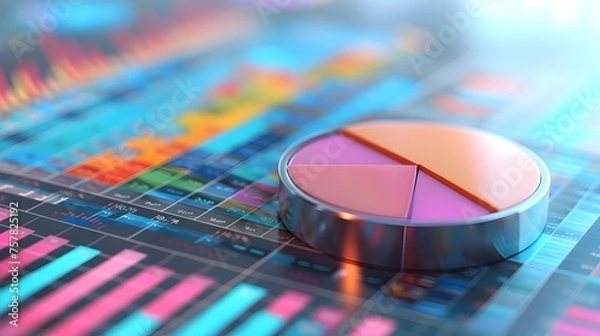 Obraz Financial Data Visualization Colorful Pie Chart on Abstract Impressionist Background