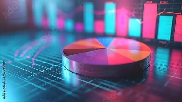 Obraz Business Data Visualization with Colorful Charts and Graphs