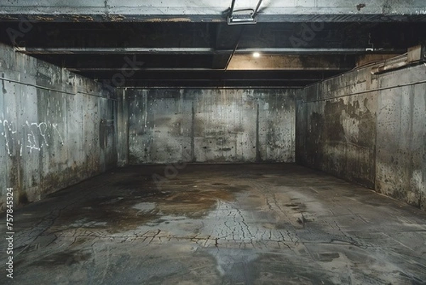 Obraz Inside empty old doomsday bunker Generative Ai 