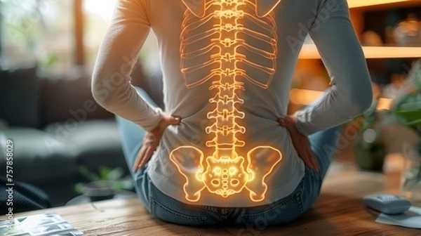 Obraz Herniated Spine Illustration with Copy Space Generative AI