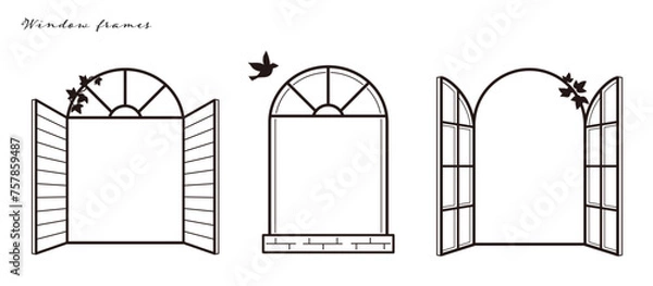 Obraz フレームとしても使えるおしゃれな窓のイラストセット