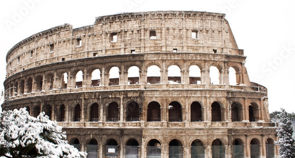 Obraz Coliseum with snow, Rome.