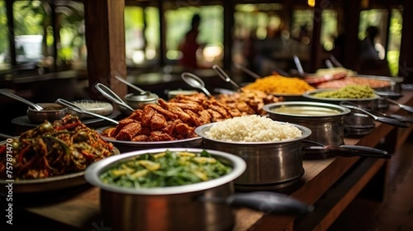Fototapeta Buffet at a local restaurant in Kandy, Sri Lanka.


