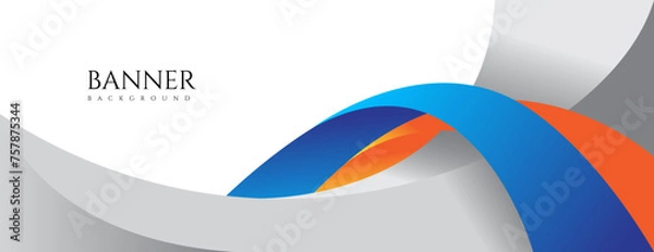 Obraz abstract banner background with blue, orange and gray wavy shapes. vector illustration