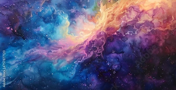 Fototapeta Purple Haze A Colorful Painting of a Space Nebula Generative AI
