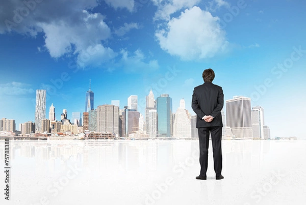Fototapeta businessman looking to city
