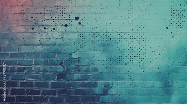 Fototapeta Brick and Aqua Gradient Background with Black Microdots, Brick, Aqua, gradient, microdots