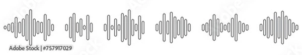 Obraz Sound Wave icons line art set. Radio Waves symbol. Music equalizer signs. Soundwave vector illustration
