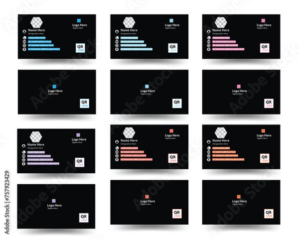 Fototapeta Unique business card design, Color variation unique business card design, Visiting card, Business card use for business and personal, Modern concept business card design, Professional business card .