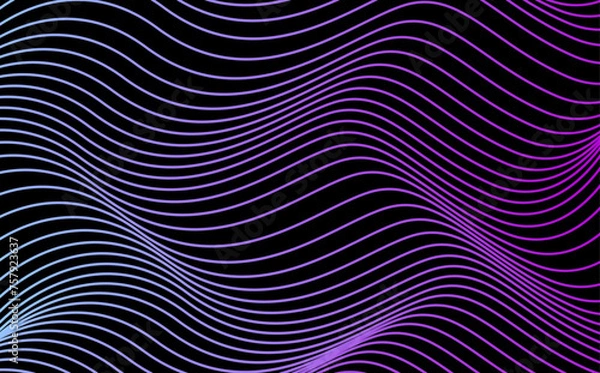 Fototapeta Abstract wavy line neon purple black vector background design