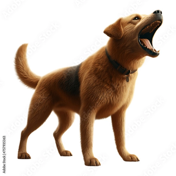 Fototapeta Detailed Barking Dog PNG Illustration: High-Quality Image of Alert Canine - Barking Dog Transparent Background, Barking Dog PNG Image
