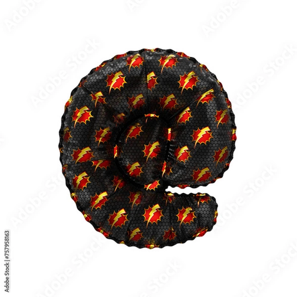 Fototapeta 3D inflated balloon Internet/email Symbol/sign with red & yellow power lightning comic hero pattern black surface