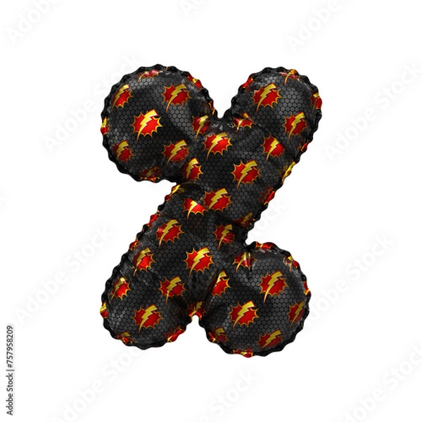 Fototapeta 3D inflated balloon Percent Symbol/sign with red & yellow power lightning comic hero pattern black surface