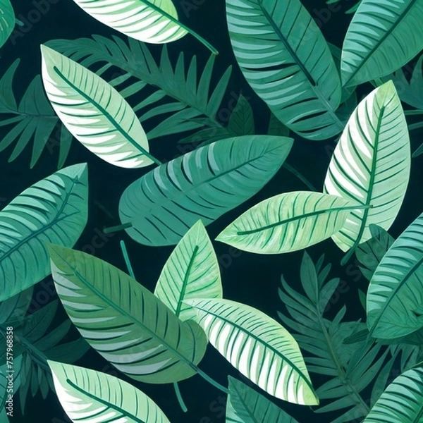 Fototapeta tropical leaves seamless pattern
