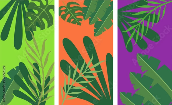 Obraz Summer advertising content on social networks, design templates, backgrounds - summer leaves - background for banners, greeting cards, posters and advertisements - the concept of summer holidays.
