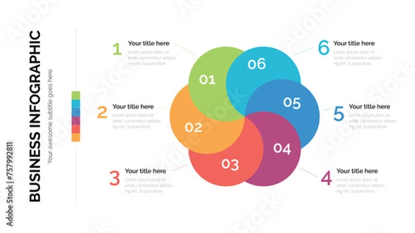 Obraz Business infographic with six options. Suitable For Presentation Template With 16x9 Aspect Ratio
