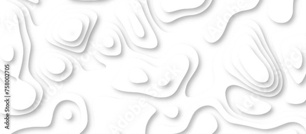 Fototapeta 3d render, abstract white paper background. Paper cut vector art background banner texture. multi layer cutout geometric pattern on vector, Abstract soft white background with waves.