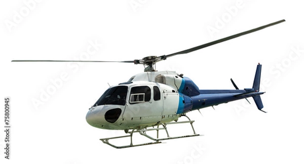 Obraz Biały helikopter z działającym śmigłem